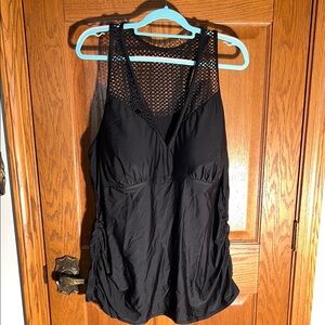 Black Mesh Tank swim top.